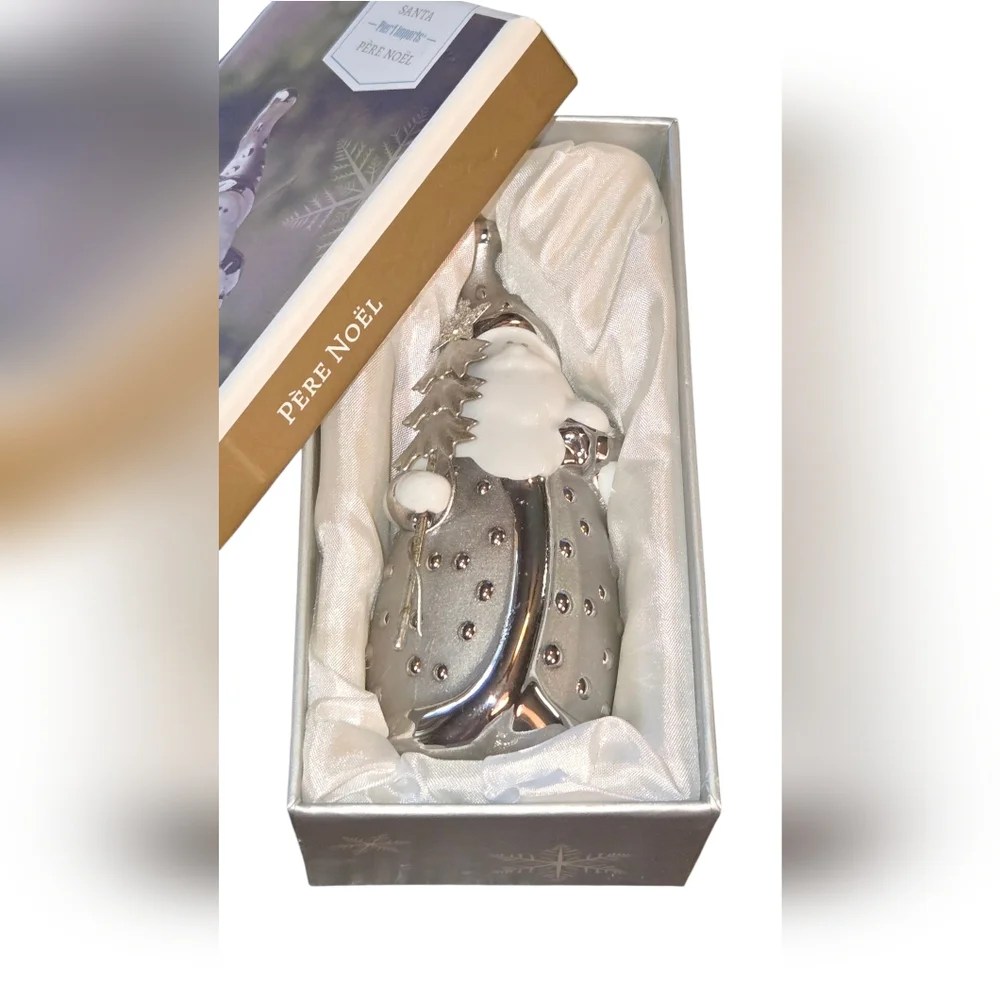Pier 1 Imports Santa Père Noël White & Silver Tone Santa With Box 4